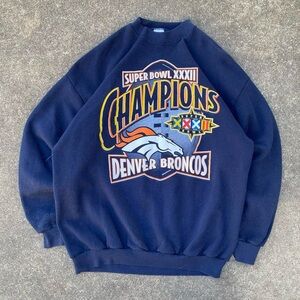 Denver Broncos Super Bowl XXXII Champions Navy Sweater